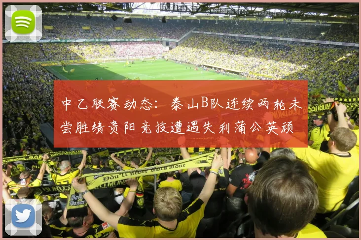 中乙联赛动态：泰山B队连续两轮未尝胜绩贵阳竞技遭遇失利蒲公英顽强战平